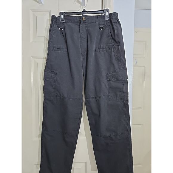 CQR Mens Pants Cargo Elastic Waistband Pockets Logo Tactical Black 36/32 - Picture 1 of 6